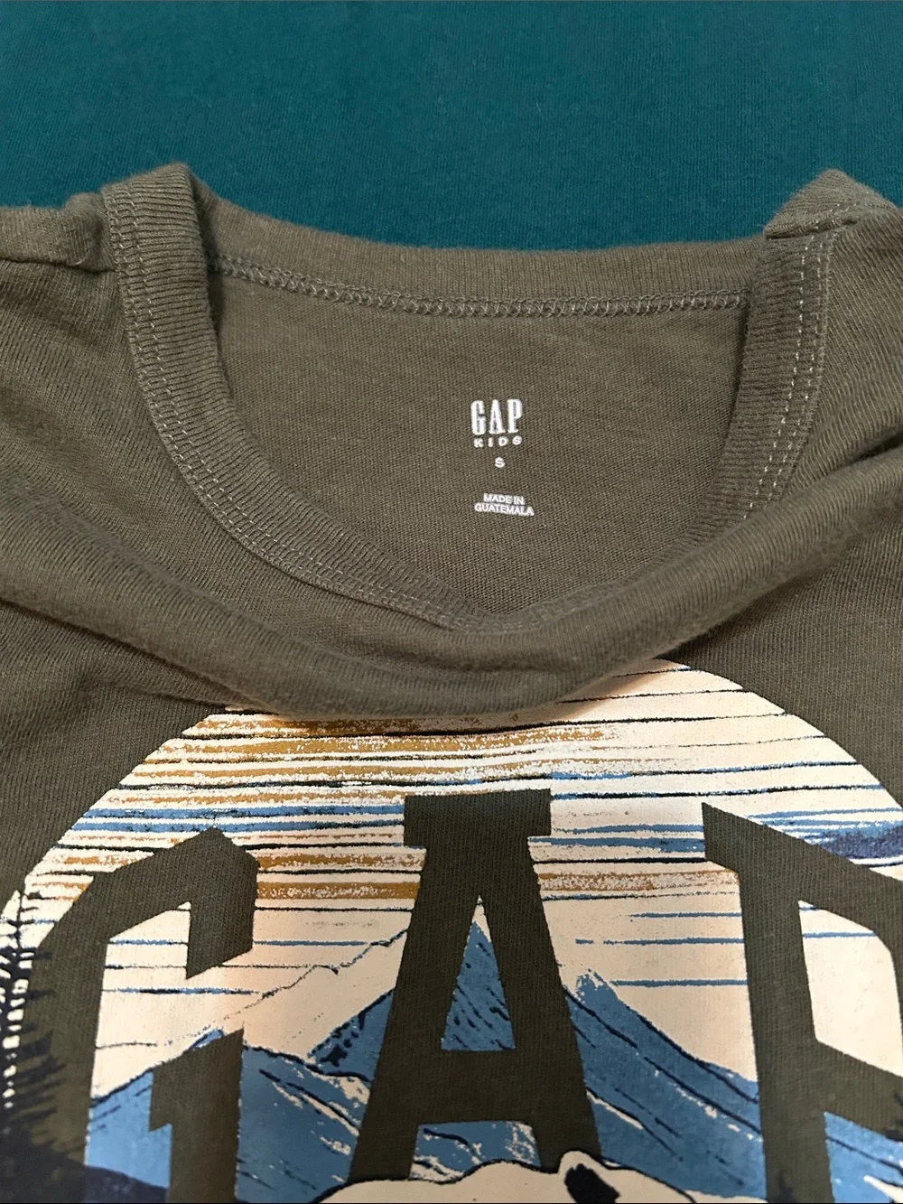 GAP Kids Tees Set - Dark Green and Olive Graphic Shirts